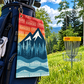 Cuchara Mountain Park golf towel, Peak Precision golf towel, Cuchara Mountain Park disc golf towel, Cuchara mountain peak golf towel, Cuchara Mountain Park sports towel, Disc golf bag towel with ring, Microfiber disc drying towel, Mountain themed disc golf towel, Ultra-absorbent disc golf towel, High altitude disc golf towel, Microfiber golf towel 16x24, Quick dry microfiber golf towel with grommet, Gold grommet golf towel with hanging ring, Club cleaning microfiber towel, Tour performance golf bag towel
