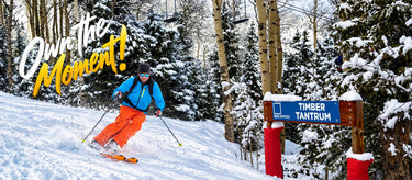 Cuchara Mountain Park, Timber Tantrum ski run, Own the Moment, Colorado skiing, Colorado skiing, winter sports, mountain adventure, extreme skiing, skier action shot, ski resort, Colorado ski resort, snowy aspen trees, powder skiing, fresh powder snow, downhill skiing, winter playground, mountain lifestyle, outdoor adventure, ski lift, chairlift, winter scenery, alpine forest, snowy mountains, Colorado winter, ski trail sign, Timber Tantrum trail, challenging ski run, skiing