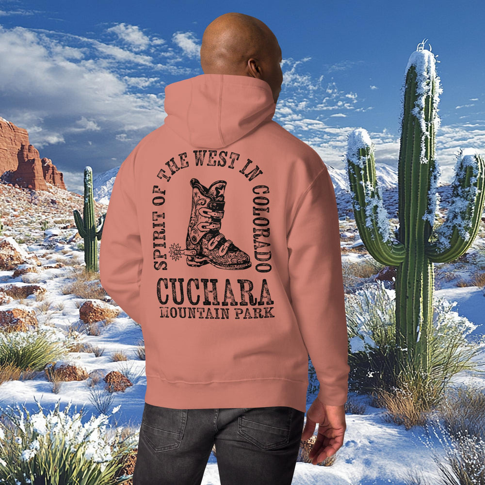 Colorado ski apparel, Western style hoodie, Cuchara Mountain Park gear, high-country hoodie, apres-ski lounge wear, mountain lifestyle clothing, Rocky Mountain sweatshirt, cozy ski hoodie, rugged outdoor apparel, unisex mountain gear, soft Colorado hoodie, vintage western sweatshirt.