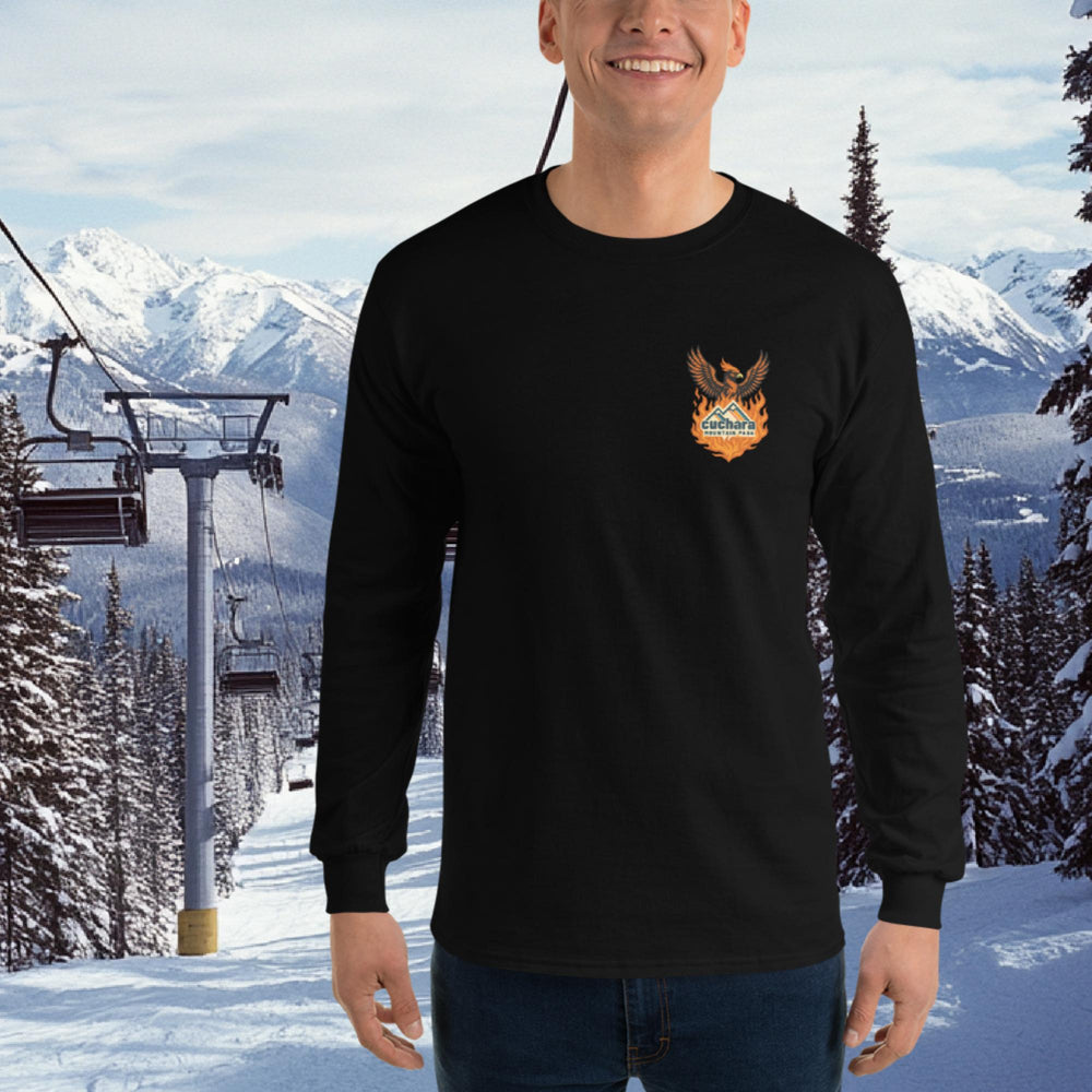 Chair 4 shirt, From the Ashes Chair 4 Rises, Chair 4 comeback apparel, ski resort long sleeve shirt, mountain lifestyle clothing, ski and snowboard apparel, Colorado ski apparel, Cuchara Mountain Park merchandise, skier long sleeve shirt, snowboarder long sleeve shirt, mountain comeback shirt, apres ski clothing, outdoor lifestyle long sleeve, ski town apparel, winter mountain clothing, alpine lifestyle apparel, ski season gear, ski lift Chair 4 shirt, mountain heritage apparel, unisex long sleeve ski shirt
