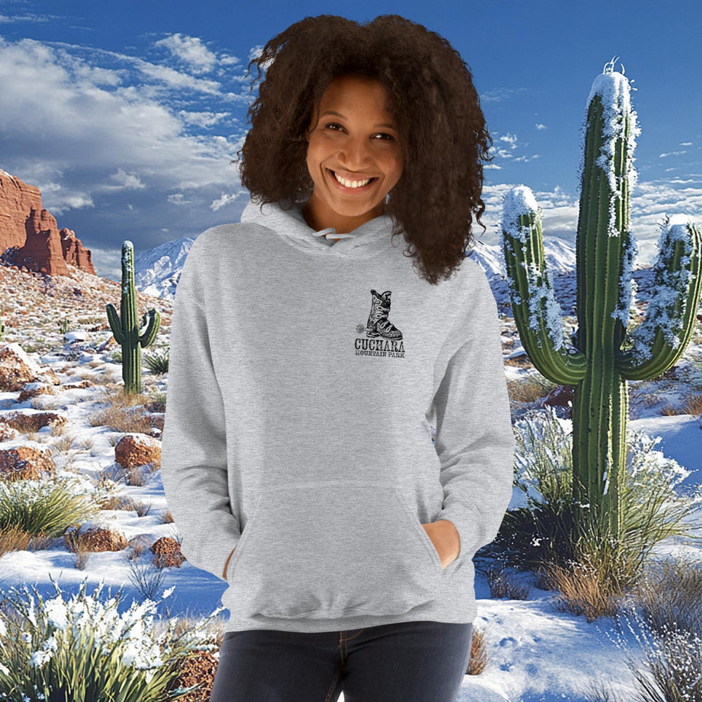 Colorado ski apparel, Western style hoodie, Cuchara Mountain Park gear, high-country hoodie, apres-ski lounge wear, mountain lifestyle clothing, Rocky Mountain sweatshirt, cozy ski hoodie, rugged outdoor apparel, unisex mountain gear, soft Colorado hoodie, vintage western sweatshirt