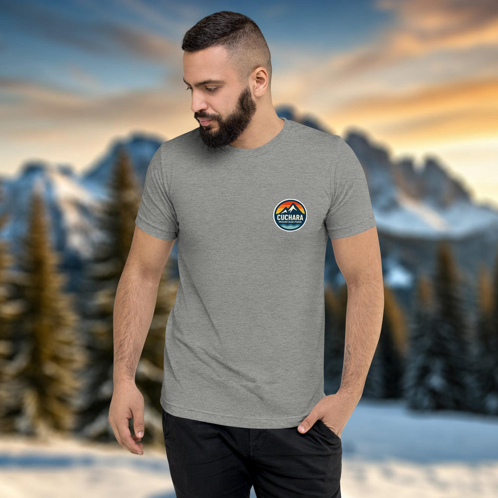alpine t-shirt, lightweight outdoor t-shirt, tri-blend adventure shirt, hiking t-shirt, mountain lifestyle apparel, breathable performance tee, outdoor lifestyle clothing, ski and snowboard lifestyle shirt, lightweight summer hiking shirt, adventure travel clothing, soft vintage fit t-shirt, eco-conscious on-demand apparel
