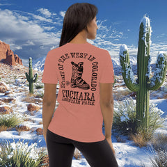 Colorado ski apparel, Western style long sleeve, Cuchara Mountain Park gear, tri-blend cotton shirt, tri-blend mountain wear, alpine lifestyle clothing, Rocky Mountain souvenirs, unisex outdoor shirts, pre-shrunk trail clothing, apres-ski fashion, vintage wash western tee, Colorado souvenir apparel, rugged mountain clothing, high-country streetwear, sustainable on-demand gear