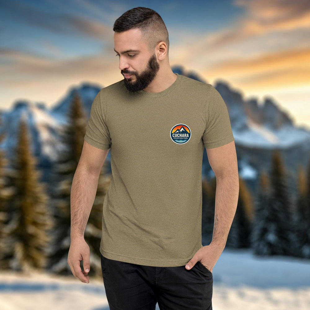 alpine t-shirt, lightweight outdoor t-shirt, tri-blend adventure shirt, hiking t-shirt, mountain lifestyle apparel, breathable performance tee, outdoor lifestyle clothing, ski and snowboard lifestyle shirt, lightweight summer hiking shirt, adventure travel clothing, soft vintage fit t-shirt, eco-conscious on-demand apparel