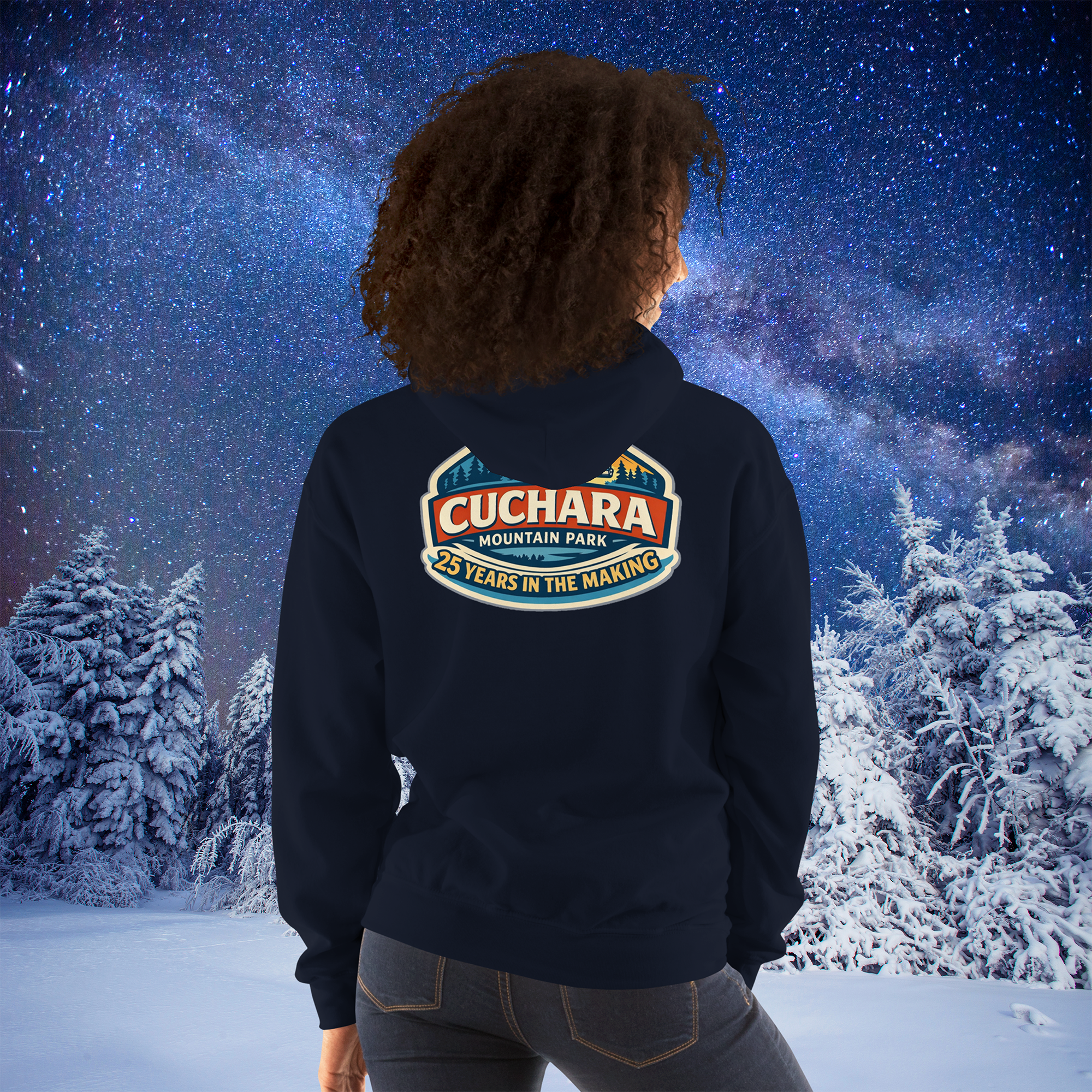 Cuchara Mountain Park, 25 years in the making, affordable Colorado skiing and snowboarding, Cuchara Mountain Park hoodie, Southern Colorado ski resorts, affordable snowboarding Colorado, Sangre de Cristo Mountains, Cuchara Colorado, family friendly skiing Colorado, mountain lifestyle apparel, cozy mountain hoodie, outdoor adventure gear, Lift 4 Cuchara, Colorado backcountry skiing, adventure hoodies, Colorado mountain parks, affordable winter sports