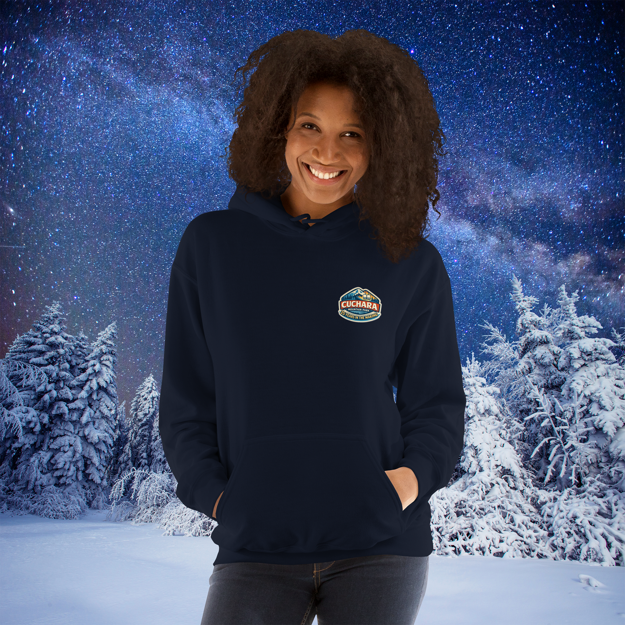 Cuchara Mountain Park, 25 years in the making, affordable Colorado skiing and snowboarding, Cuchara Mountain Park hoodie, Southern Colorado ski resorts, affordable snowboarding Colorado, Sangre de Cristo Mountains, Cuchara Colorado, family friendly skiing Colorado, mountain lifestyle apparel, cozy mountain hoodie, outdoor adventure gear, Lift 4 Cuchara, Colorado backcountry skiing, adventure hoodies, Colorado mountain parks, affordable winter sports