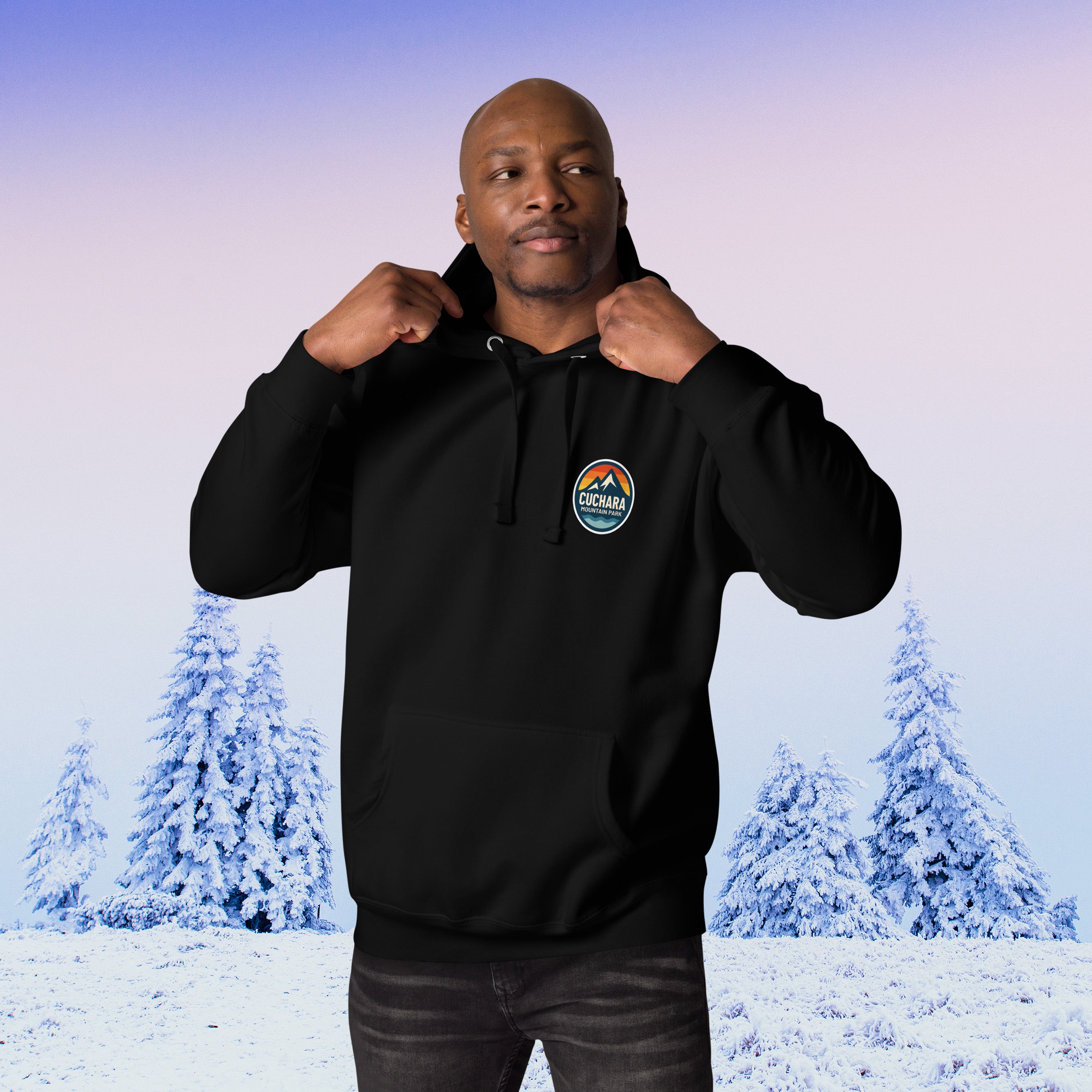 Cuchara Mountain Park hoodie, Cuchara Mountain Park logo apparel, Cuchara Mountain Park sweatshirt, Colorado ski resort hoodie, softest hoodie ever, ring-spun cotton polyester blend hoodie, high-altitude hoodie, Colorado mountain apparel, rugged adventure gear, Colorado ski area clothing, winter escape clothing, Colorado hiking hoodie, high-altitude clothing, former Cuchara Mountain Park ski area, Sangre de Cristo Mountains, Southern Colorado, best hoodie for cold weather, warm ski trip hoodie