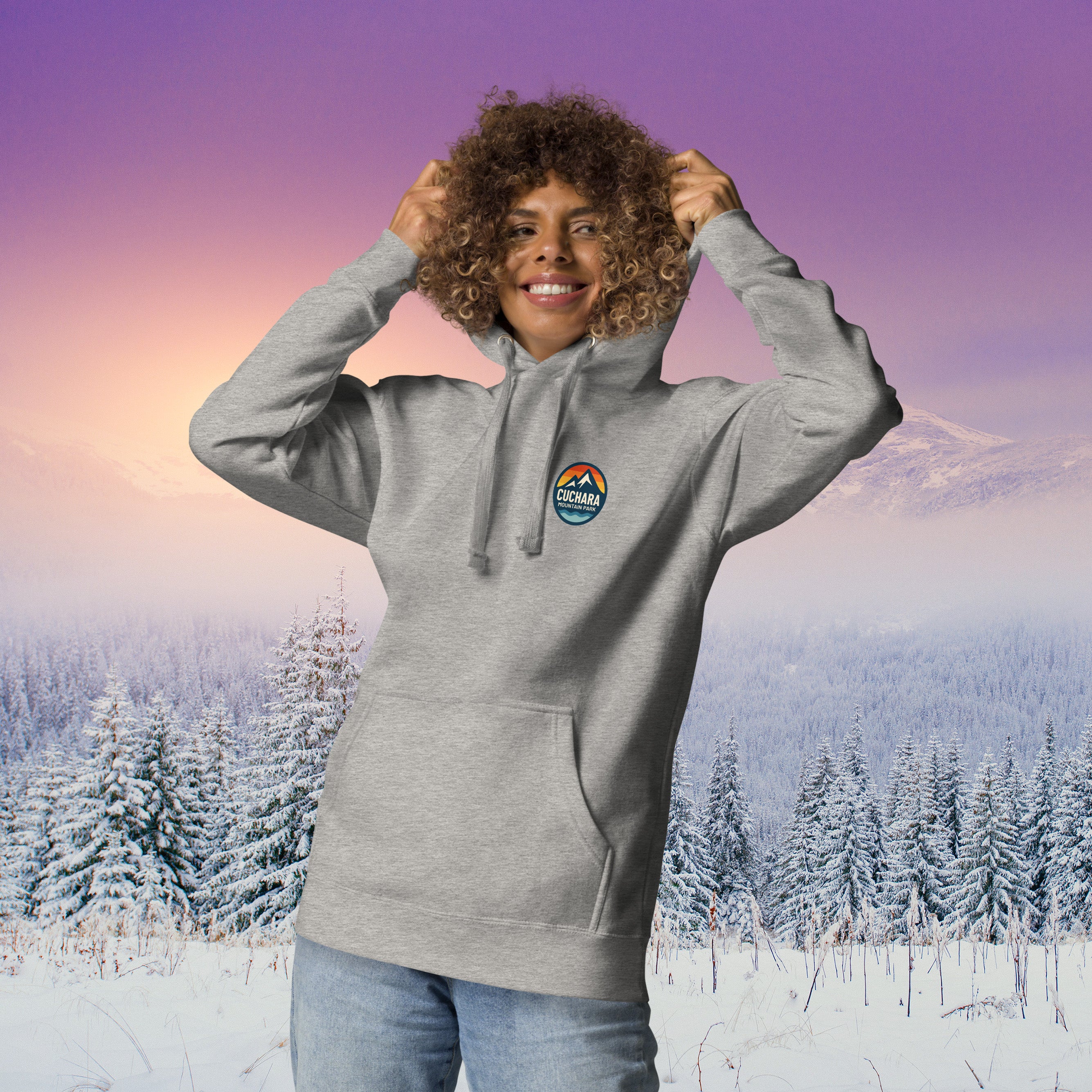 Cuchara Mountain Park hoodie, Cuchara Mountain Park logo apparel, Cuchara Mountain Park sweatshirt, Colorado ski resort hoodie, softest hoodie ever, ring-spun cotton polyester blend hoodie, high-altitude hoodie, Colorado mountain apparel, rugged adventure gear, Colorado ski area clothing, winter escape clothing, Colorado hiking hoodie, high-altitude clothing, former Cuchara Mountain Park ski area, Sangre de Cristo Mountains, Southern Colorado, best hoodie for cold weather, warm ski trip hoodie