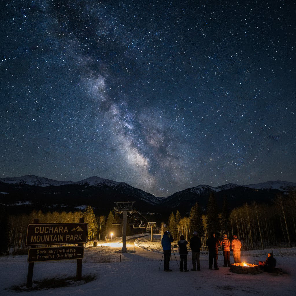Dark-sky imagery from Cuchara Mountain Park's night-sky preservation initiative.