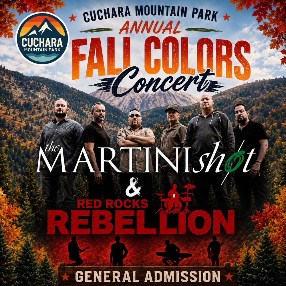 Cuchara Mountain Park Fall Colors Concert, Annual Fall Festival tickets, The Martini Shot live, Red Rocks Rebellion concert, Cuchara Disc Golf Tournament, Ski School Pancake Breakfast, Live music Cuchara Mountain Park, Southern Colorado autumn events