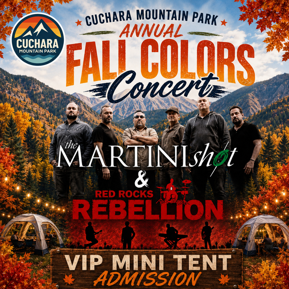 Cuchara Mountain Park Fall Colors Concert, Annual Fall Festival tickets, The Martini Shot live, Red Rocks Rebellion concert, Cuchara Disc Golf Tournament, Ski School Pancake Breakfast, Live music Cuchara Mountain Park, Southern Colorado autumn events