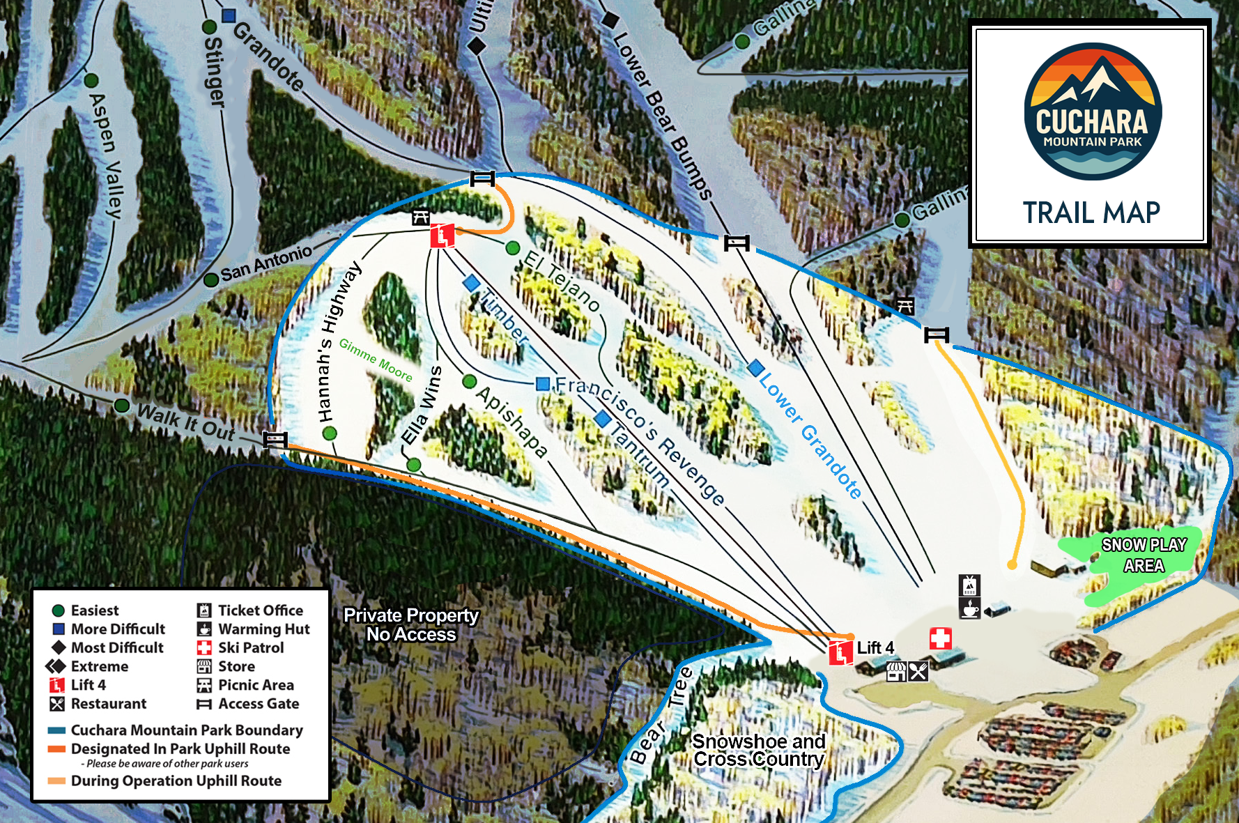 Map of Cuchara Mountain Park with trail information. Cuchara Mountain Park winter map, sledding near La Veta CO, Colorado snow play area, Cuchara sledding hill, backcountry skiing Cuchara Mountain, earn your turns Colorado, Cuchara skin track map, snowshoeing trails Southern Colorado, affordable winter activities Colorado, Cuchara uphill ski policy, cross country skiing La Veta, Panadero Ski Area winter trails, Cuchara Mountain Park sledding registration, family snow play Colorado, winter hiking Cuchara