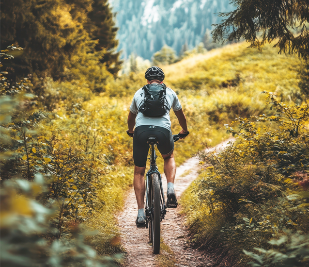 Mountain biker riding on new Cuchara Mountain Park singletrack trail, part of the IMBA Trail Accelerator Grant project in Southern Colorado.  Cuchara Mountain Park mountain biking, Colorado singletrack trail, high-mountain bike descent, IMBA Trail Accelerator Grant project, Cuchara Foundation new trails, Huerfano County Colorado mountain bike trails, exciting singletrack creation, new mountain biking opportunities
