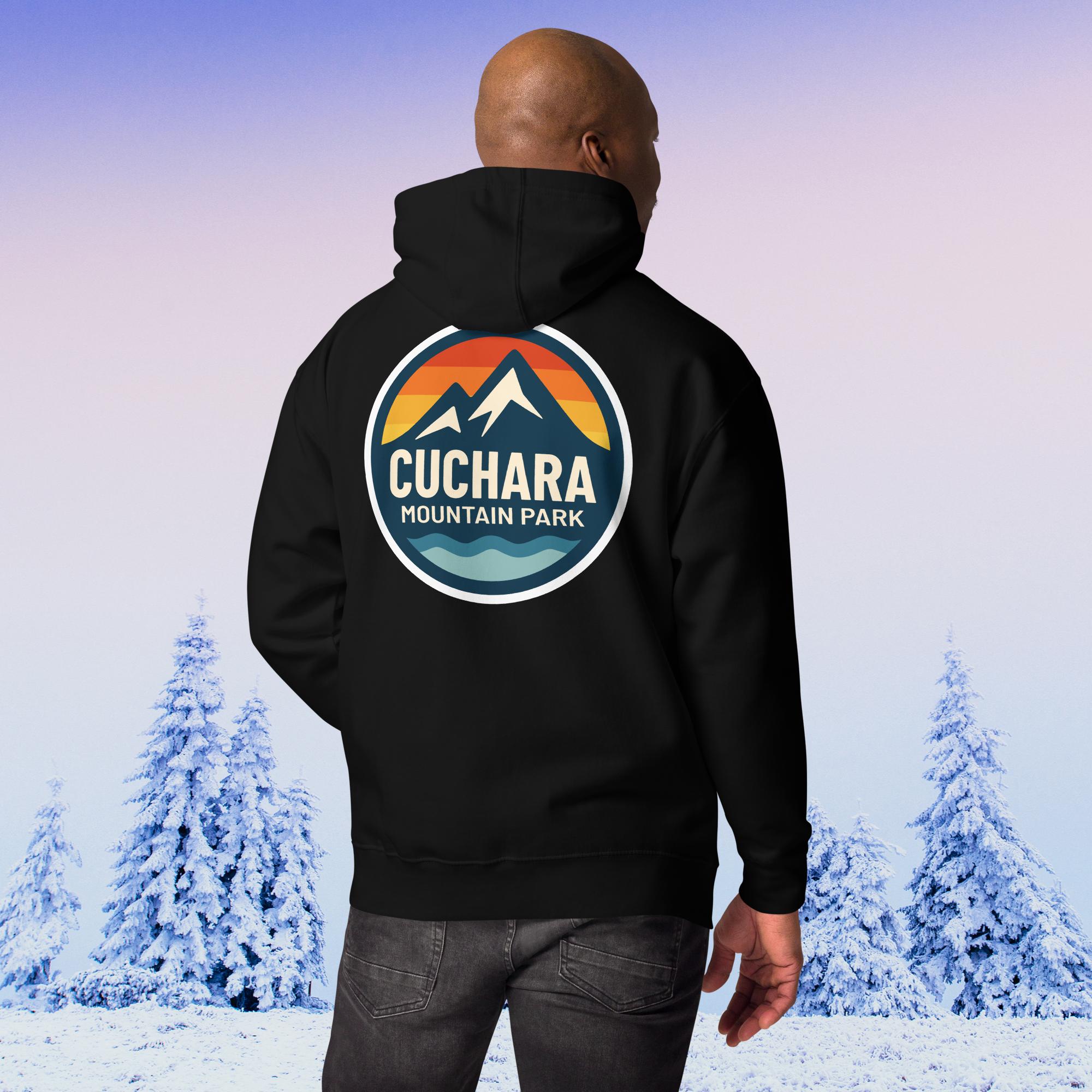 Cuchara Mountain Park hoodie, Cuchara Mountain Park logo apparel, Cuchara Mountain Park sweatshirt, Colorado ski resort hoodie, softest hoodie ever, ring-spun cotton polyester blend hoodie, high-altitude hoodie, Colorado mountain apparel, rugged adventure gear, Colorado ski area clothing, winter escape clothing, Colorado hiking hoodie, high-altitude clothing, former Cuchara Mountain Park ski area, Sangre de Cristo Mountains, Southern Colorado, best hoodie for cold weather, warm ski trip hoodie