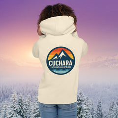 Cuchara Mountain Park hoodie, Cuchara Mountain Park logo apparel, Cuchara Mountain Park sweatshirt, Colorado ski resort hoodie, softest hoodie ever, ring-spun cotton polyester blend hoodie, high-altitude hoodie, Colorado mountain apparel, rugged adventure gear, Colorado ski area clothing, winter escape clothing, Colorado hiking hoodie, high-altitude clothing, former Cuchara Mountain Park ski area, Sangre de Cristo Mountains, Southern Colorado, best hoodie for cold weather, warm ski trip hoodie