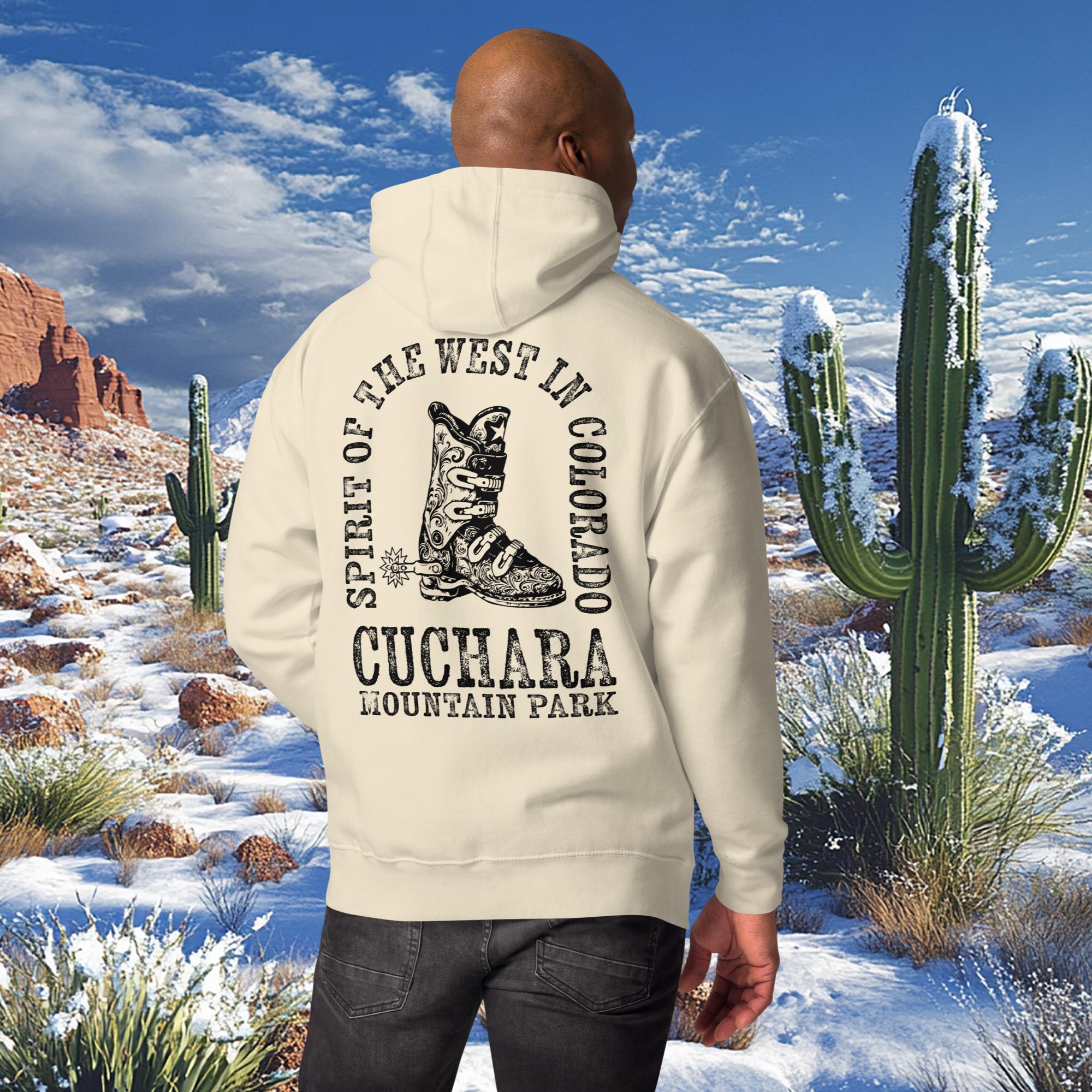Colorado ski apparel, Western style hoodie, Cuchara Mountain Park gear, high-country hoodie, apres-ski lounge wear, mountain lifestyle clothing, Rocky Mountain sweatshirt, cozy ski hoodie, rugged outdoor apparel, unisex mountain gear, soft Colorado hoodie, vintage western sweatshirt.