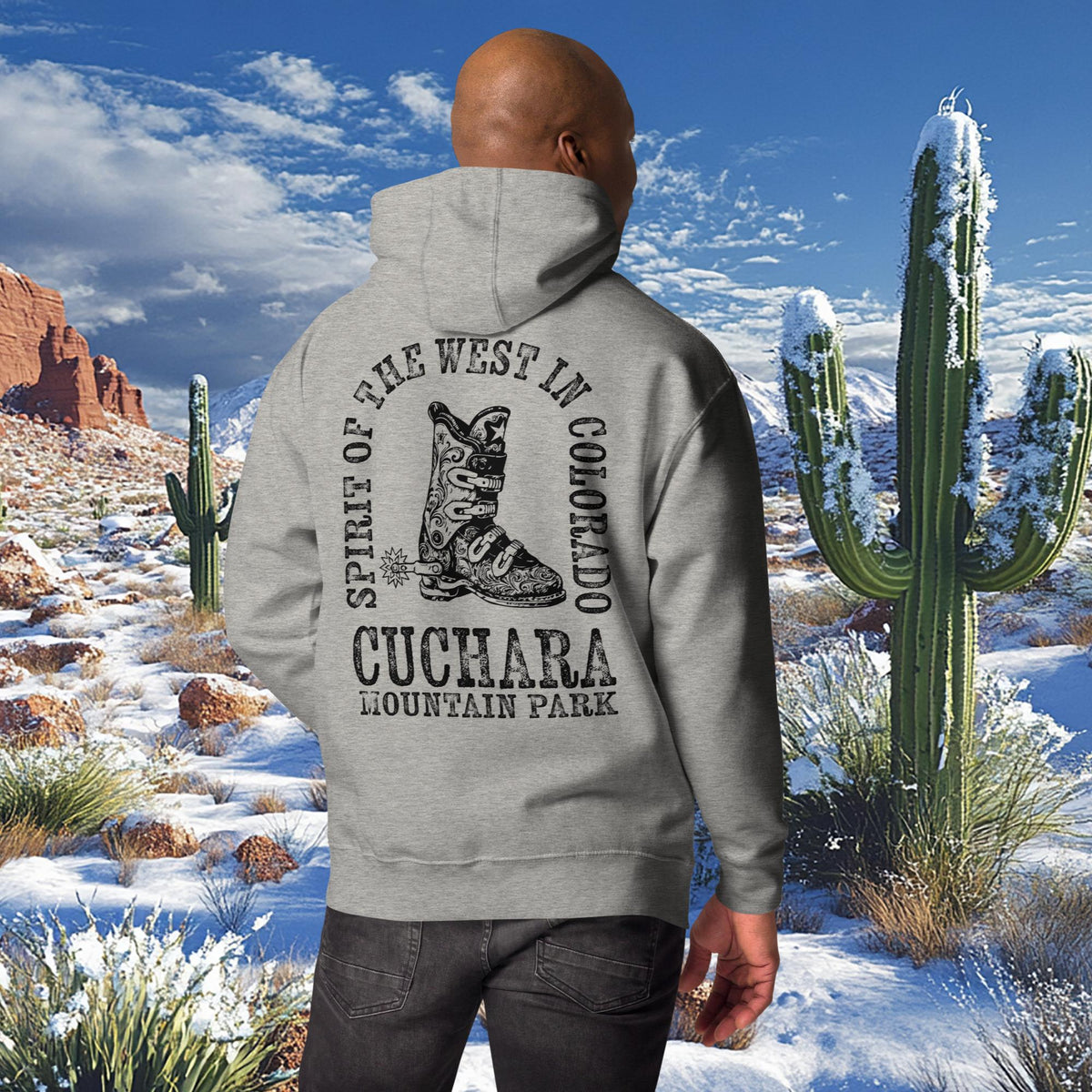 Colorado ski apparel, Western style hoodie, Cuchara Mountain Park gear, high-country hoodie, apres-ski lounge wear, mountain lifestyle clothing, Rocky Mountain sweatshirt, cozy ski hoodie, rugged outdoor apparel, unisex mountain gear, soft Colorado hoodie, vintage western sweatshirt.