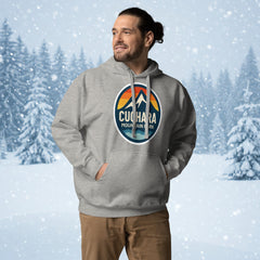 Cuchara Mountain Park hoodie, Cuchara Mountain Park logo apparel, Cuchara Mountain Park sweatshirt, Colorado ski resort hoodie, softest hoodie ever, ring-spun cotton polyester blend hoodie, high-altitude hoodie, Colorado mountain apparel, rugged adventure gear, Colorado ski area clothing, winter escape clothing, Colorado hiking hoodie, high-altitude clothing, former Cuchara Mountain Park ski area, Sangre de Cristo Mountains, Southern Colorado, best hoodie for cold weather, warm ski trip hoodie