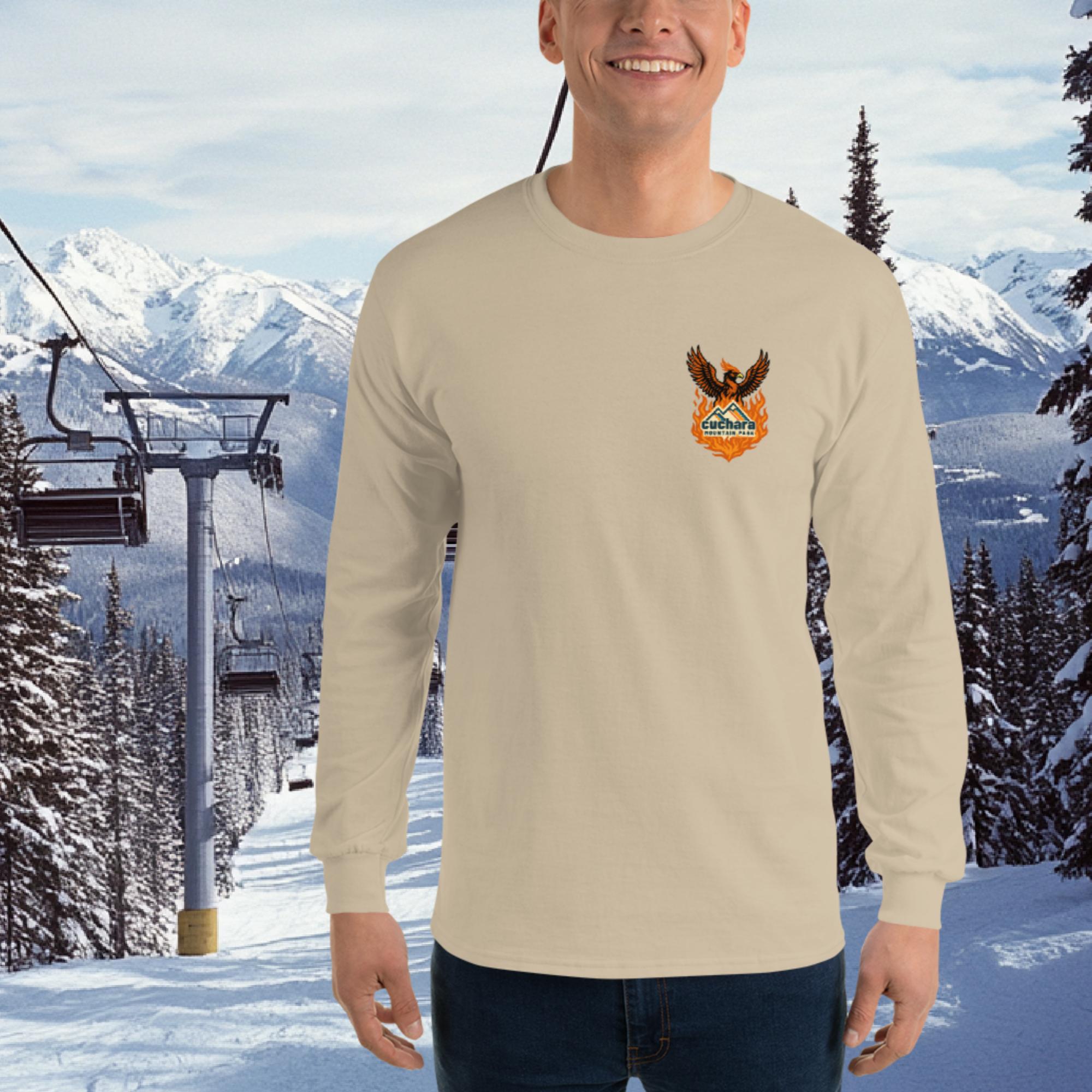Chair 4 shirt, From the Ashes Chair 4 Rises, Chair 4 comeback apparel, ski resort long sleeve shirt, mountain lifestyle clothing, ski and snowboard apparel, Colorado ski apparel, Cuchara Mountain Park merchandise, skier long sleeve shirt, snowboarder long sleeve shirt, mountain comeback shirt, apres ski clothing, outdoor lifestyle long sleeve, ski town apparel, winter mountain clothing, alpine lifestyle apparel, ski season gear, ski lift Chair 4 shirt, mountain heritage apparel, unisex long sleeve ski shirt