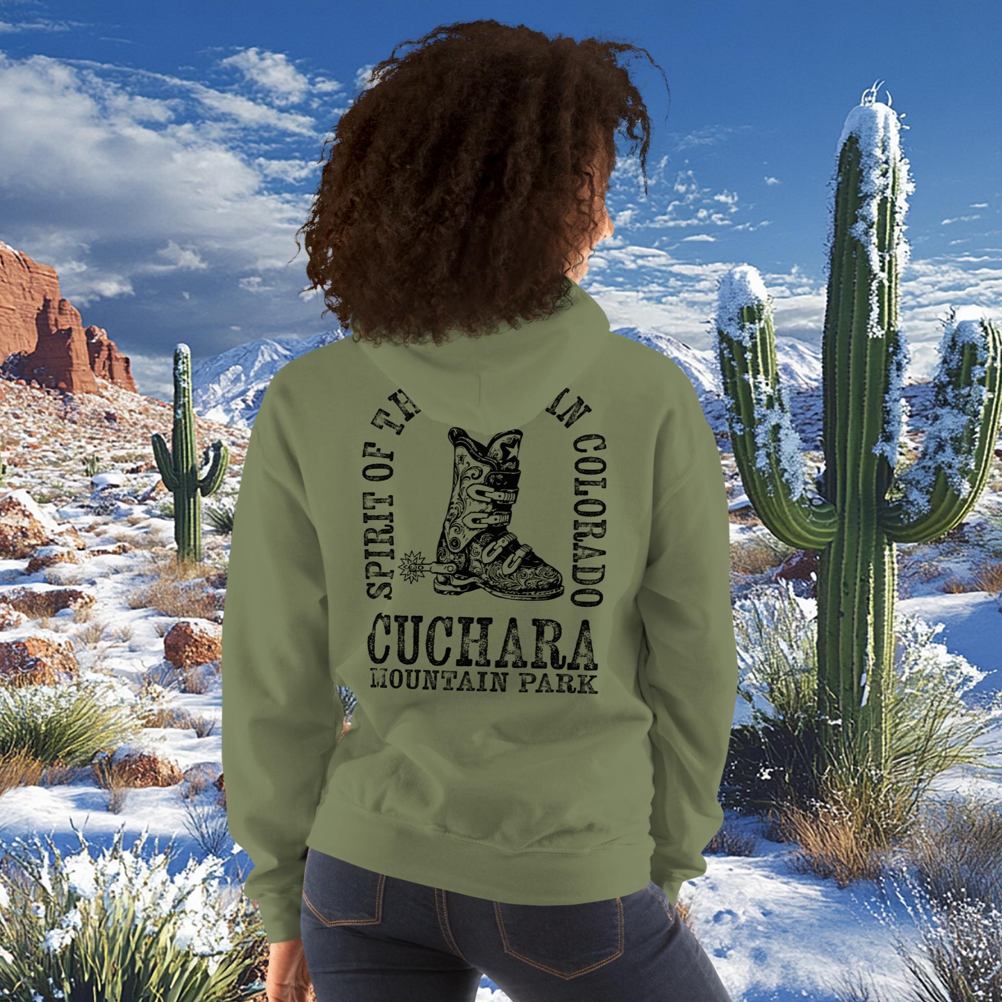 Colorado ski apparel, Western style hoodie, Cuchara Mountain Park gear, high-country hoodie, apres-ski lounge wear, mountain lifestyle clothing, Rocky Mountain sweatshirt, cozy ski hoodie, rugged outdoor apparel, unisex mountain gear, soft Colorado hoodie, vintage western sweatshirt