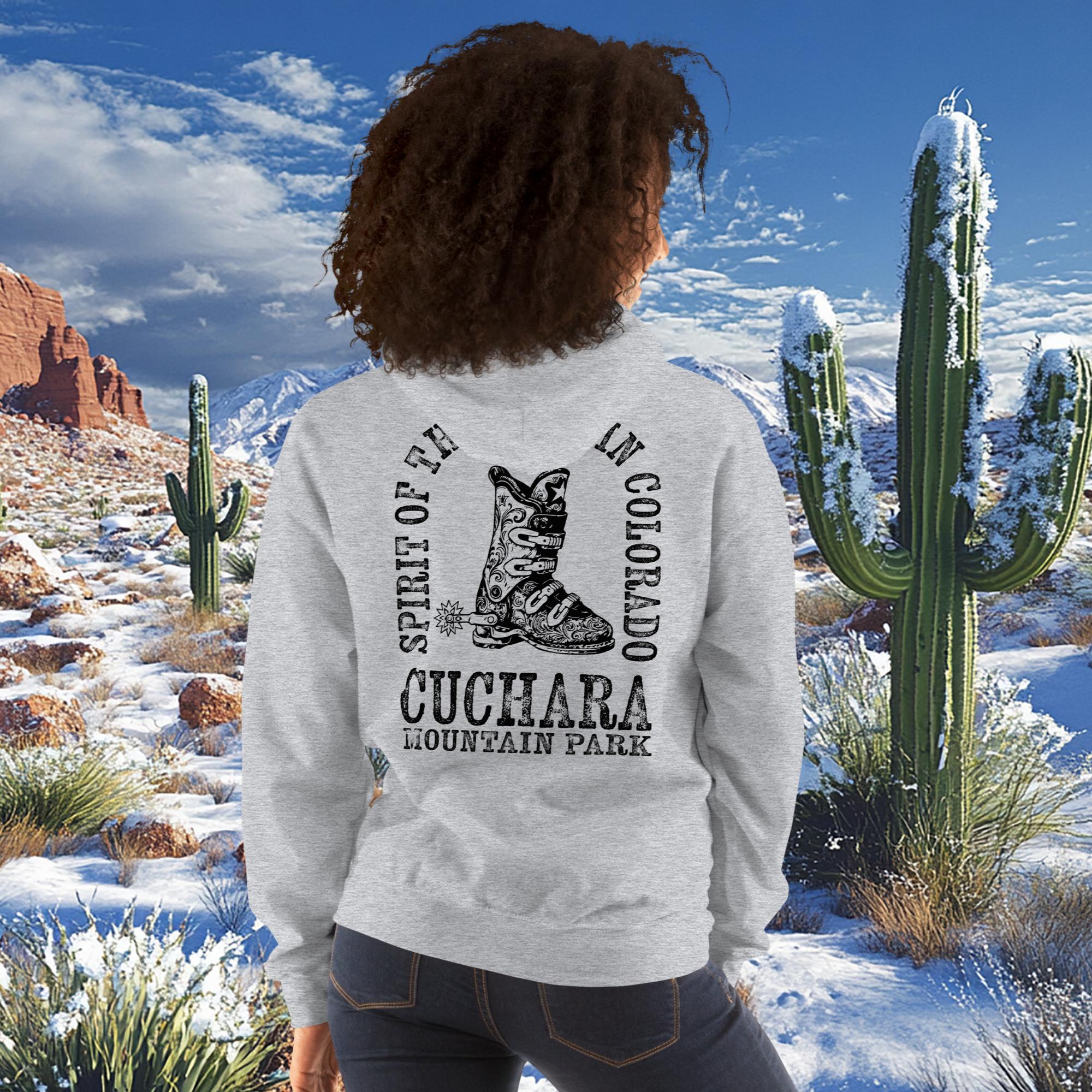 Colorado ski apparel, Western style hoodie, Cuchara Mountain Park gear, high-country hoodie, apres-ski lounge wear, mountain lifestyle clothing, Rocky Mountain sweatshirt, cozy ski hoodie, rugged outdoor apparel, unisex mountain gear, soft Colorado hoodie, vintage western sweatshirt