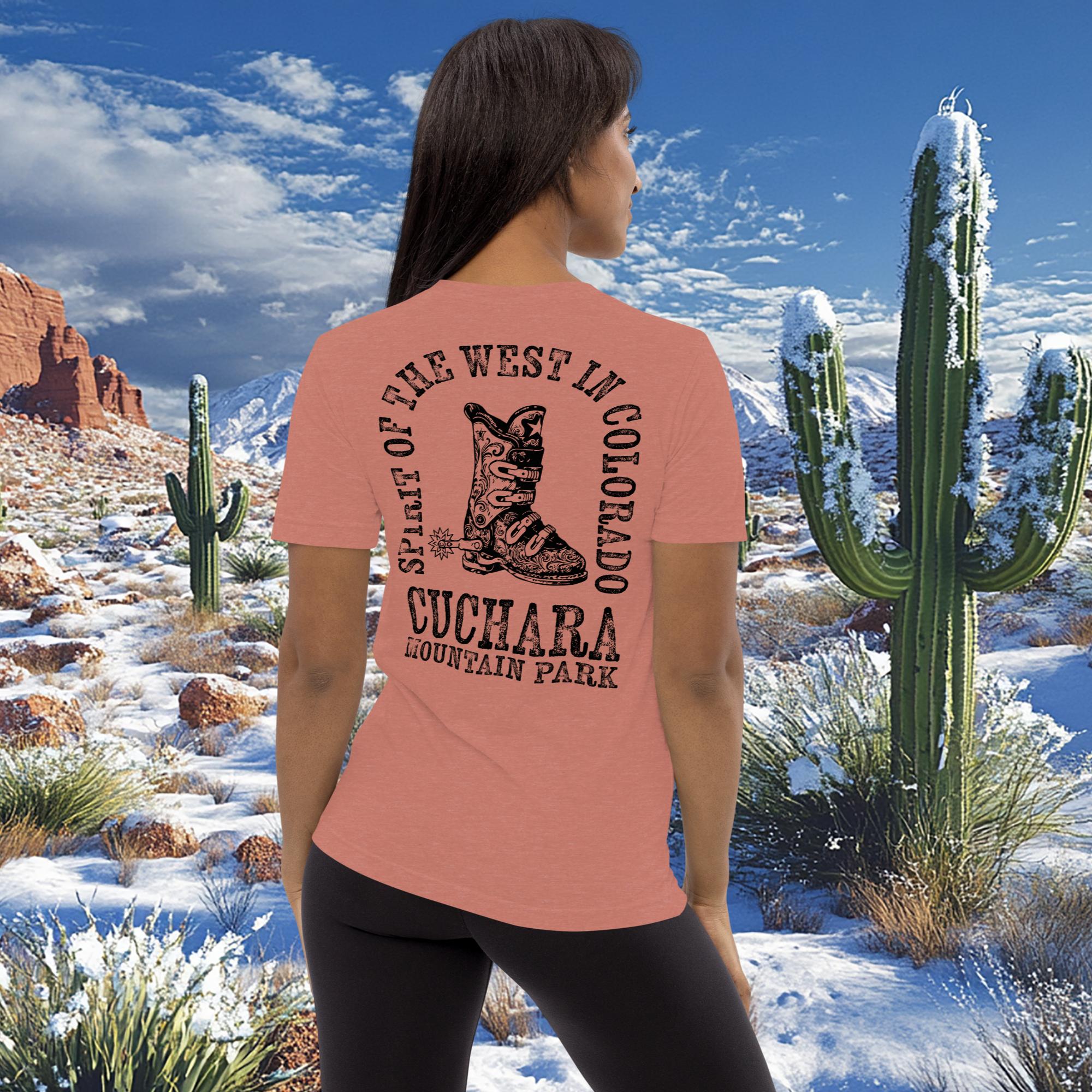 Colorado ski apparel, Western style long sleeve, Cuchara Mountain Park gear, tri-blend cotton shirt, tri-blend mountain wear, alpine lifestyle clothing, Rocky Mountain souvenirs, unisex outdoor shirts, pre-shrunk trail clothing, apres-ski fashion, vintage wash western tee, Colorado souvenir apparel, rugged mountain clothing, high-country streetwear, sustainable on-demand gear