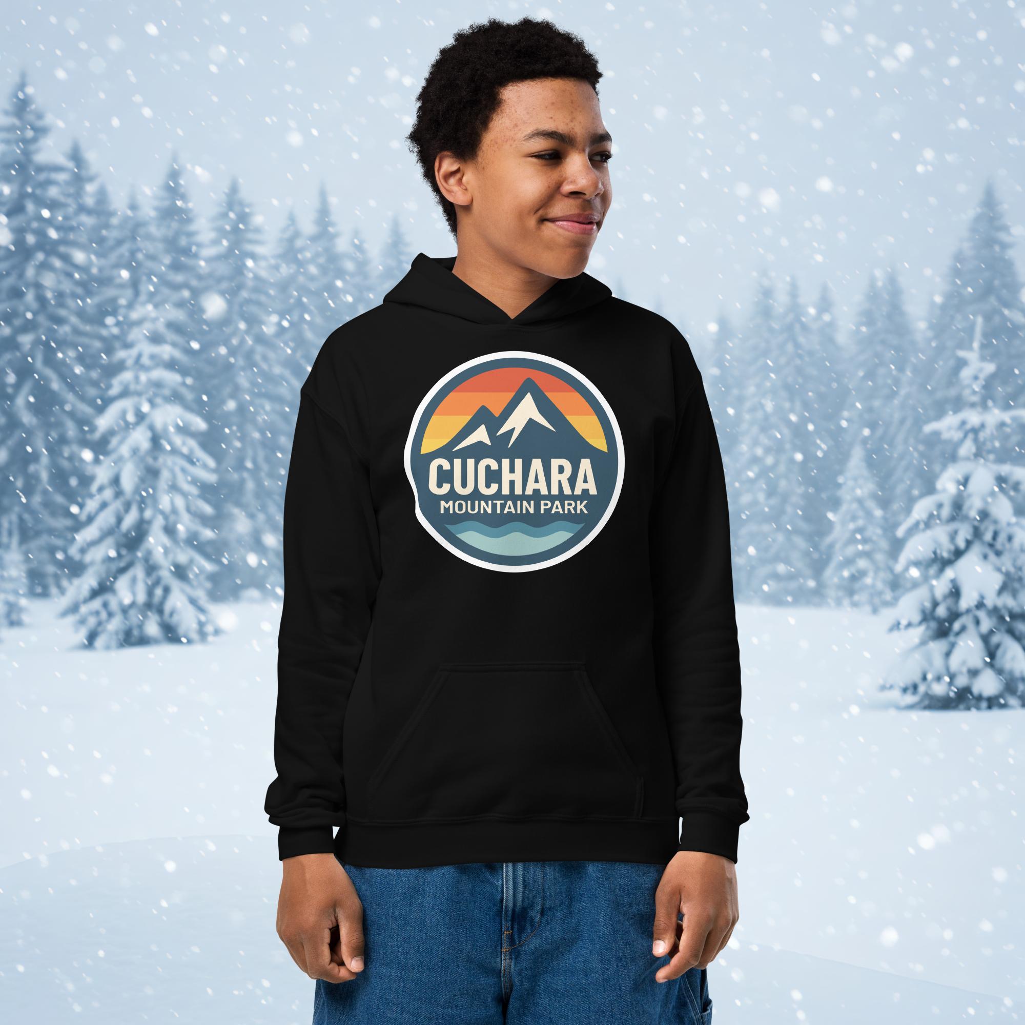 Cuchara Mountain Park hoodie, Cuchara Mountain Park logo apparel, Cuchara Mountain Park sweatshirt, Colorado ski resort hoodie, softest hoodie ever, ring-spun cotton polyester blend hoodie, high-altitude hoodie, Colorado mountain apparel, rugged adventure gear, Colorado ski area clothing, winter escape clothing, Colorado hiking hoodie, high-altitude clothing, former Cuchara Mountain Park ski area, Sangre de Cristo Mountains, Southern Colorado, best hoodie for cold weather, warm ski trip hoodie