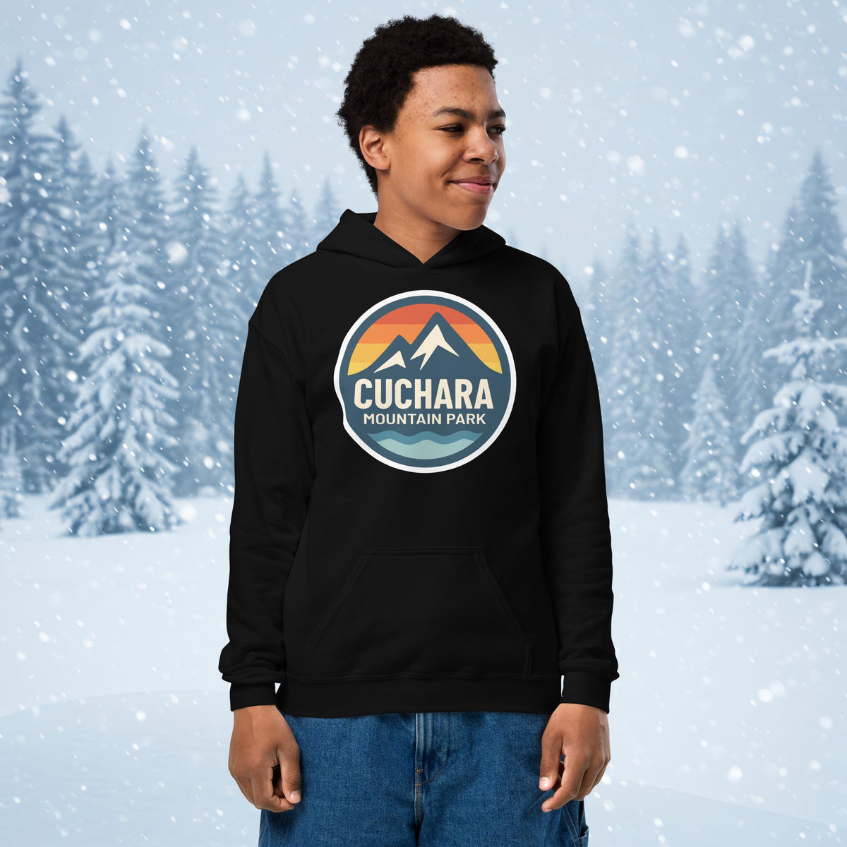 Cuchara Mountain Park hoodie, Cuchara Mountain Park logo apparel, Cuchara Mountain Park sweatshirt, Colorado ski resort hoodie, softest hoodie ever, ring-spun cotton polyester blend hoodie, high-altitude hoodie, Colorado mountain apparel, rugged adventure gear, Colorado ski area clothing, winter escape clothing, Colorado hiking hoodie, high-altitude clothing, former Cuchara Mountain Park ski area, Sangre de Cristo Mountains, Southern Colorado, best hoodie for cold weather, warm ski trip hoodie