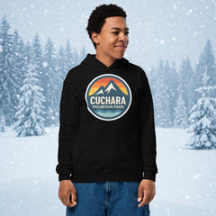 Cuchara Mountain Park hoodie, Cuchara Mountain Park logo apparel, Cuchara Mountain Park sweatshirt, Colorado ski resort hoodie, softest hoodie ever, ring-spun cotton polyester blend hoodie, high-altitude hoodie, Colorado mountain apparel, rugged adventure gear, Colorado ski area clothing, winter escape clothing, Colorado hiking hoodie, high-altitude clothing, former Cuchara Mountain Park ski area, Sangre de Cristo Mountains, Southern Colorado, best hoodie for cold weather, warm ski trip hoodie