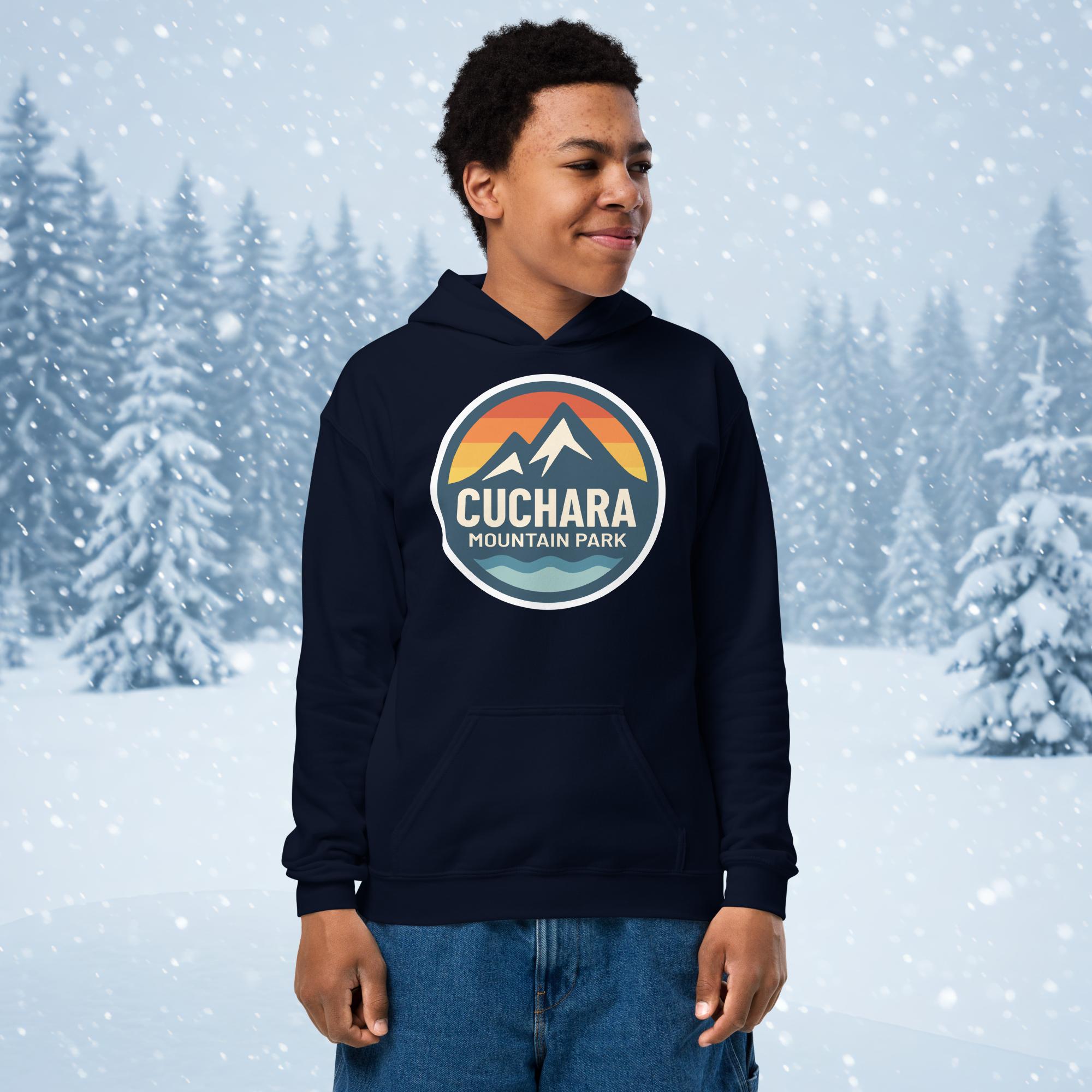 Cuchara Mountain Park hoodie, Cuchara Mountain Park logo apparel, Cuchara Mountain Park sweatshirt, Colorado ski resort hoodie, softest hoodie ever, ring-spun cotton polyester blend hoodie, high-altitude hoodie, Colorado mountain apparel, rugged adventure gear, Colorado ski area clothing, winter escape clothing, Colorado hiking hoodie, high-altitude clothing, former Cuchara Mountain Park ski area, Sangre de Cristo Mountains, Southern Colorado, best hoodie for cold weather, warm ski trip hoodie